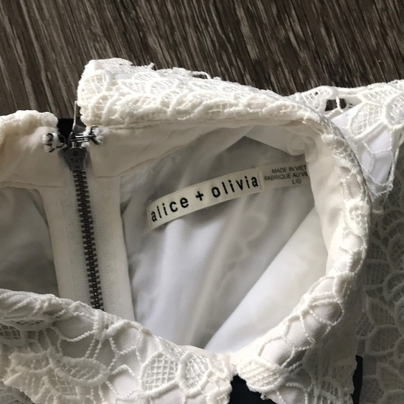 Alice + Olivia White Mini Dress with Black Bow - Picture 6 of 8